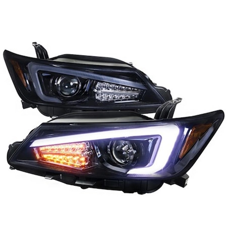 Overtime Projector Headlights with LED Light Bar for 11 to 13 Scion TC, Glossy Black - 10 x 26 x 27 in. OV2654210